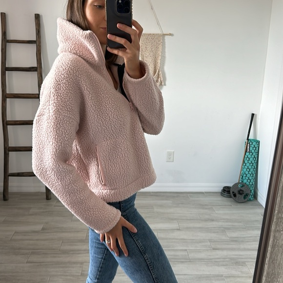 J Crew Womens Pullover Fleece Sherpa Polartec Half-zip Pink Size Small - Picture 2 of 13